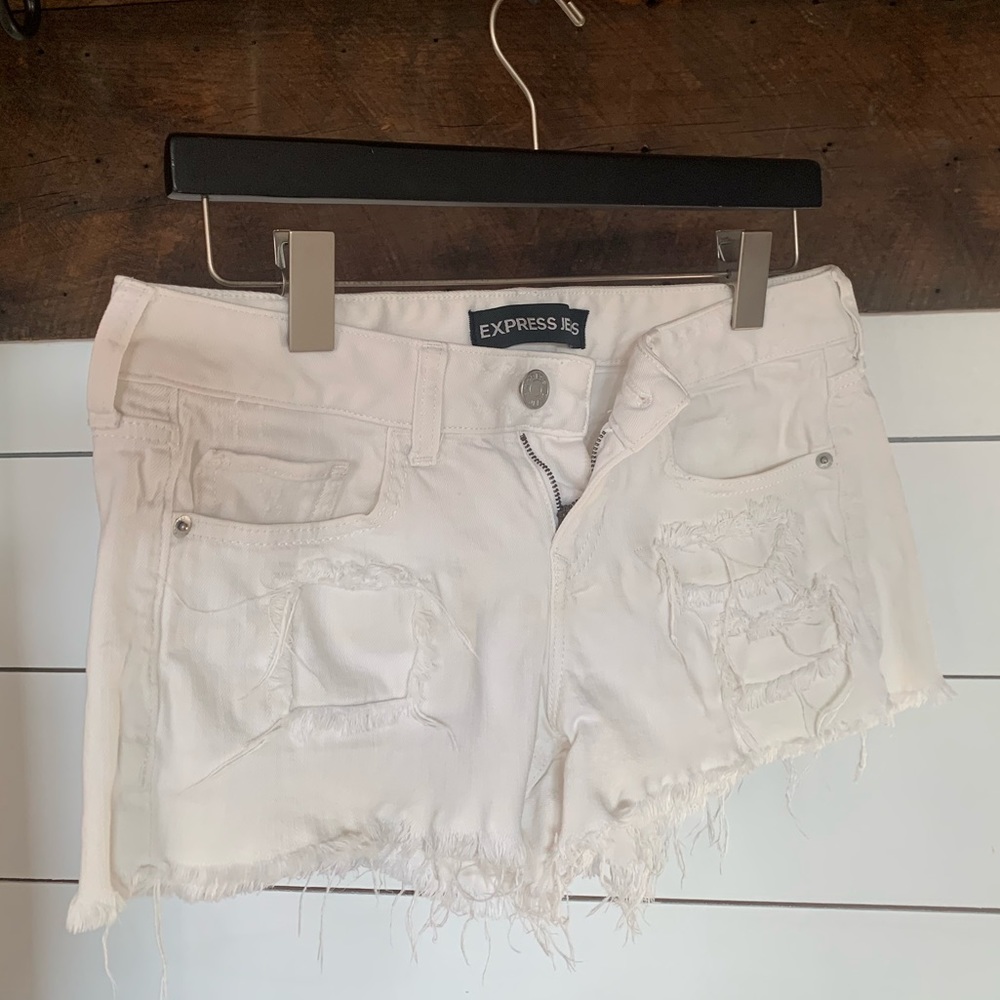 Express white cutoff shorts size 2